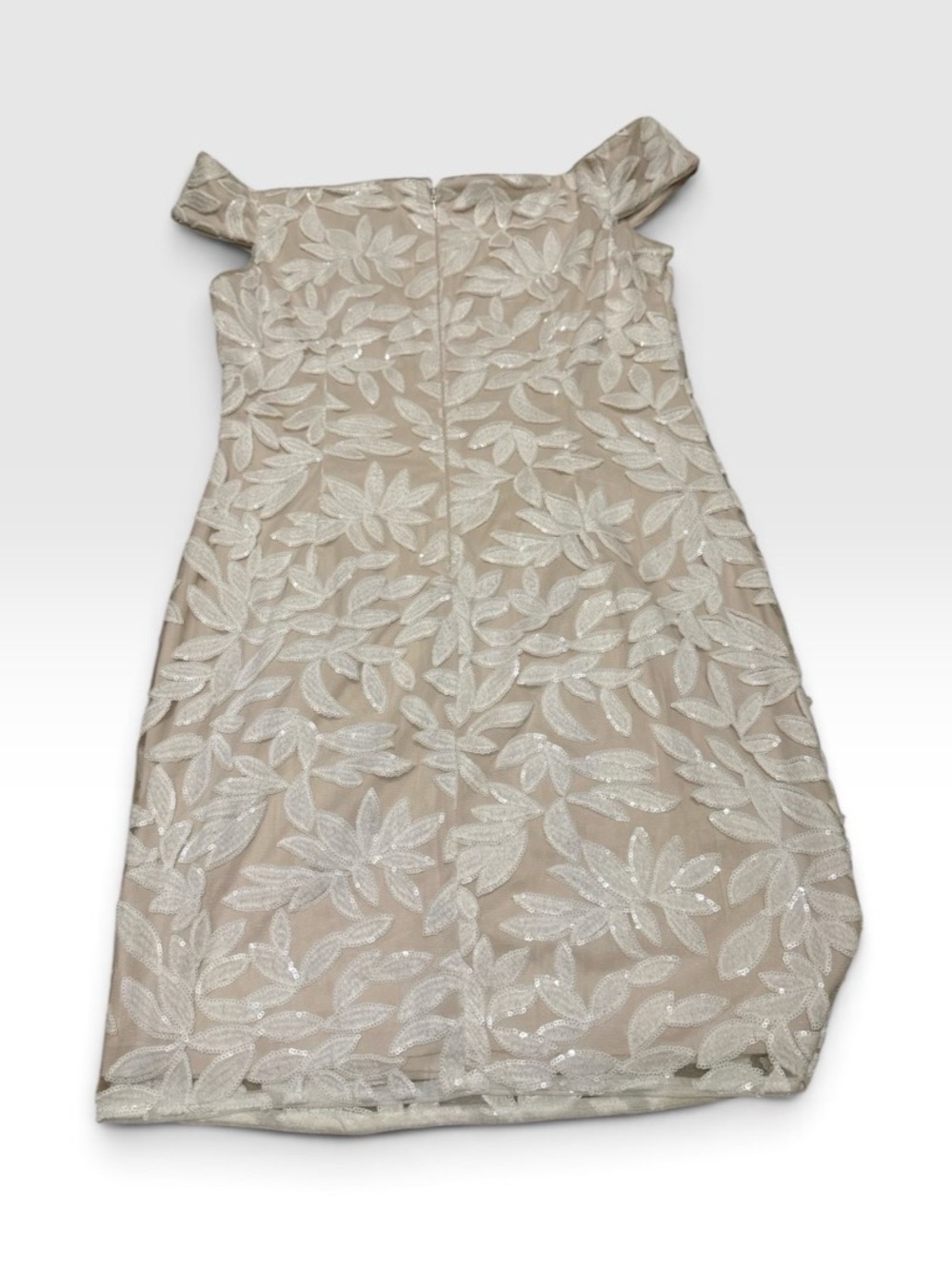 Adrianna Papell Off-Shoulder Lace Mini Dress in Ivory